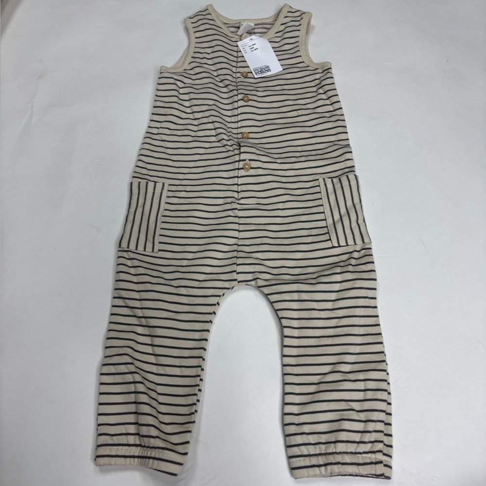 Boy H&M Beige and Black Striped Kids Romper